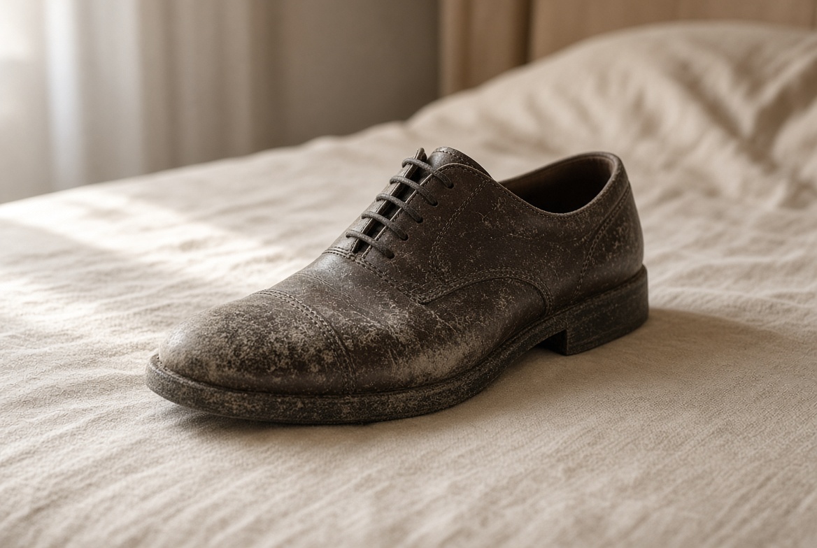 Worn leather oxford before care